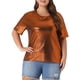 thumbnail image 1 of Blusas de fiesta metálicas holográficas de manga corta para mujeres de tallas grandes Agnes Orinda 4X Naranja, 1 of 6