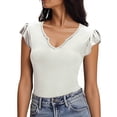 thumbnail image 3 of TAGOLD Womens Short Sleeve V-Neck Blouses & Shirts 1/4 Sleeve V Neck Stretch Breathable Summer Top, 3 of 5