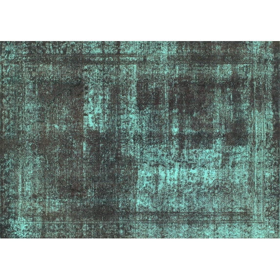 Ahgly Company Machine Washable Indoor Rectangle Abstract Turquoise Blue Modern Area Rugs, 7' x 10'