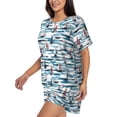 thumbnail image 2 of Kdxio Boat In Ocean Print Pajamas Sets for Women Short-Sleeved Pjs with Lounge Shorts Two Piece Sleepwear S-4XL, 2 of 5