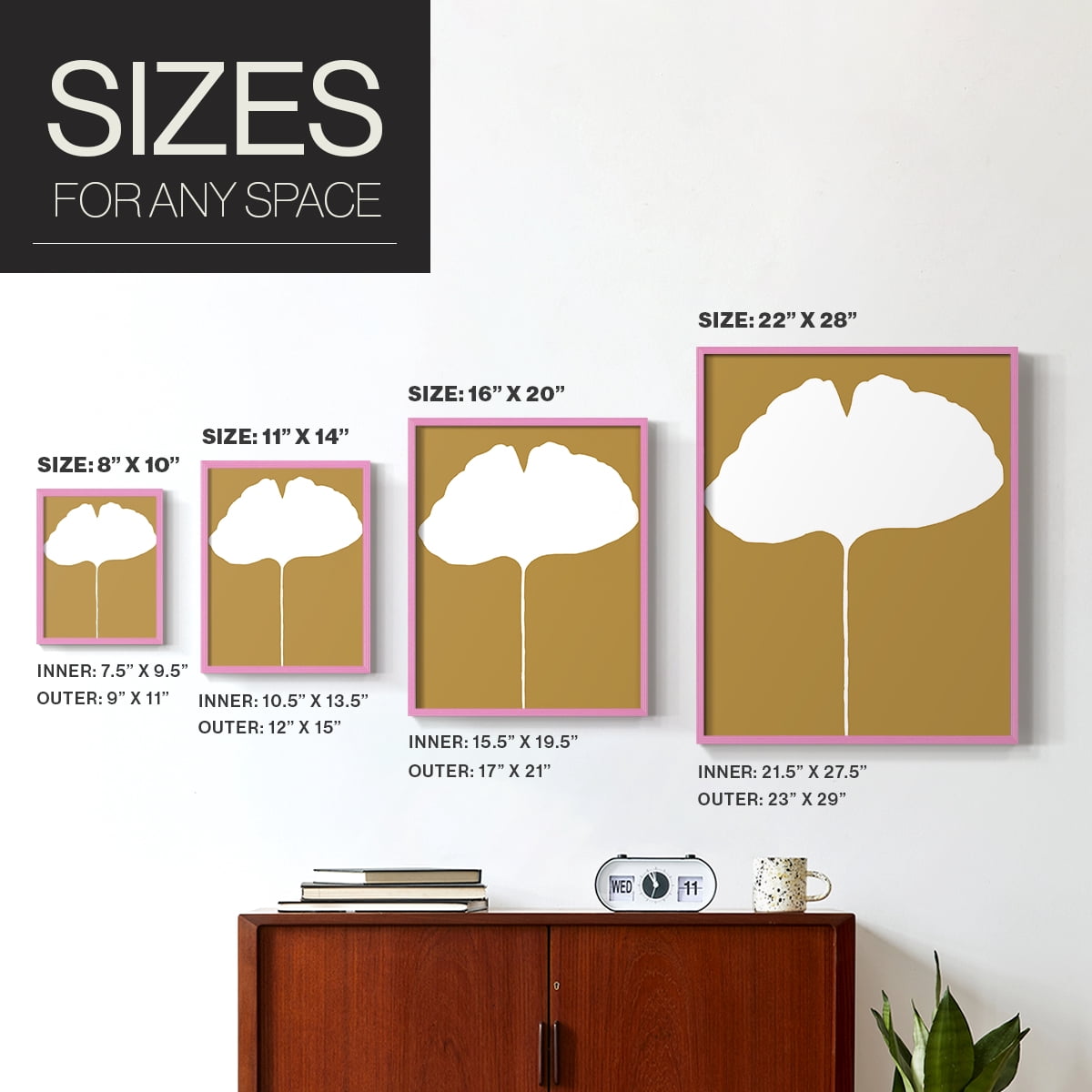 Happily Single V31 Framed Print in Pink Solid Wood Framed Print No Nail Hanging