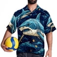 thumbnail image 4 of Starry Shark Men's Short Sleeve Hawaiian Beach Shirts, Casual Printed Button Down Spread Collar Tops, Summer Unisex Style, 4 of 6