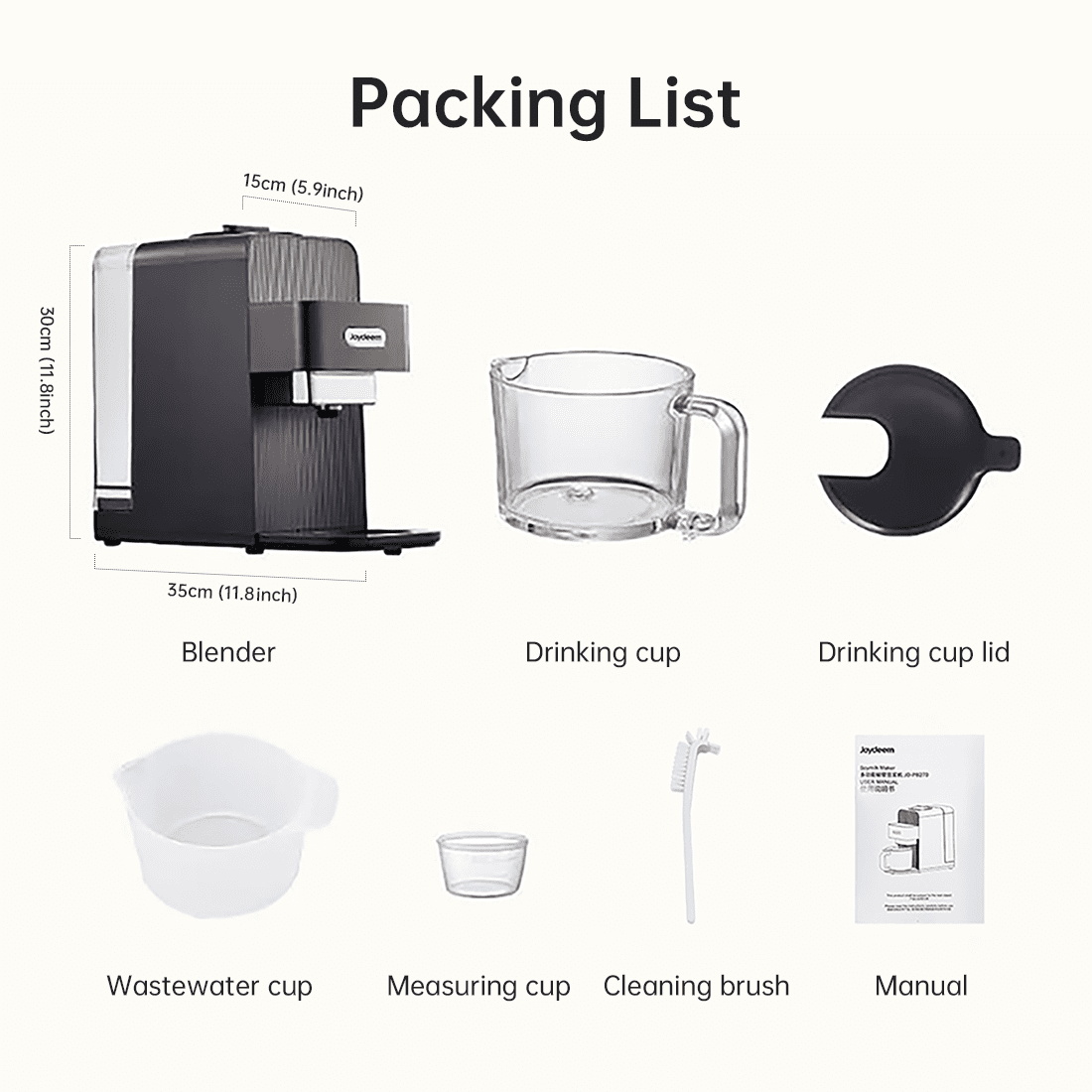 Joydeem Automatic Soymilk Maker Machine, Hot Cooking Blender for Soymilk, Nutmilk, Paste, Baby Food and Juice, 300-600ml Adjustable Capacity, Gray, JD-PB270