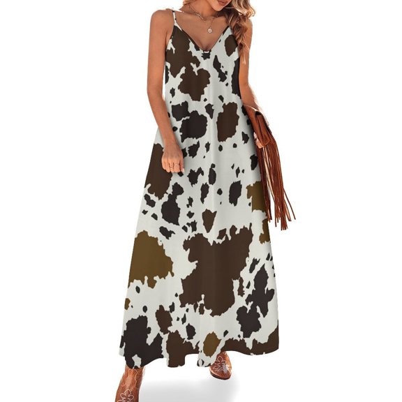 Cowhide Pattern Sleeveless Dress Loose Women's Dress Dresses Luxury Evening Dresses