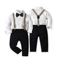 thumbnail image 5 of Beautyzll Toddler Kids Boys Gentleman Suits Outfits,Baby Long Sleeve Shirt Party Clothes Set+ Suspender Pants +Bow Tie 1-6Y, 5 of 10
