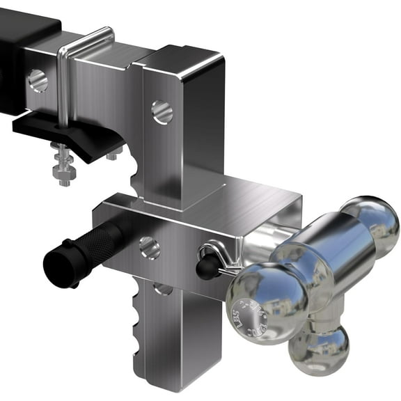 Tri-Ball Adjustable Trailer Hitch, 2-Inch Receiver, 8" Drop/Rise Hitch for Heavy Duty Truck, 18500 LBS GTW -Solid Ball Mount w/Trailer Hitch Lock