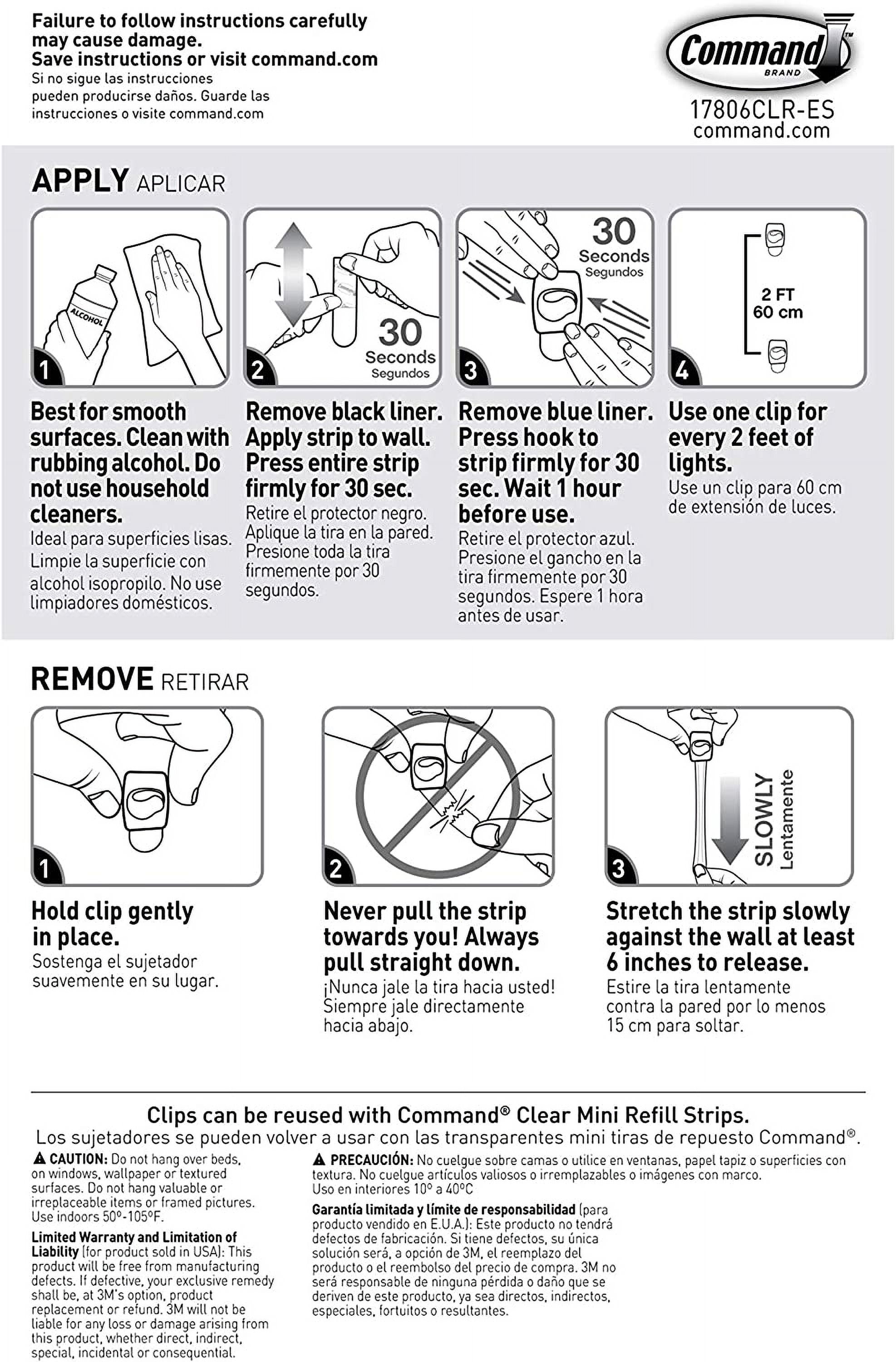 command by 3m dorm light clips, clear, great for hanging string lights, strong and versatile