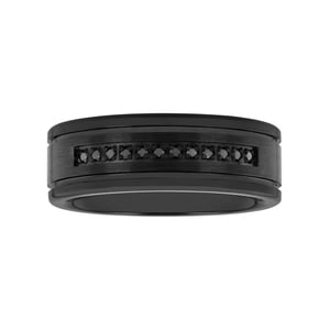 Brilliance Fine Jewelry Men's Black Diamond Tungsten Wedding Band