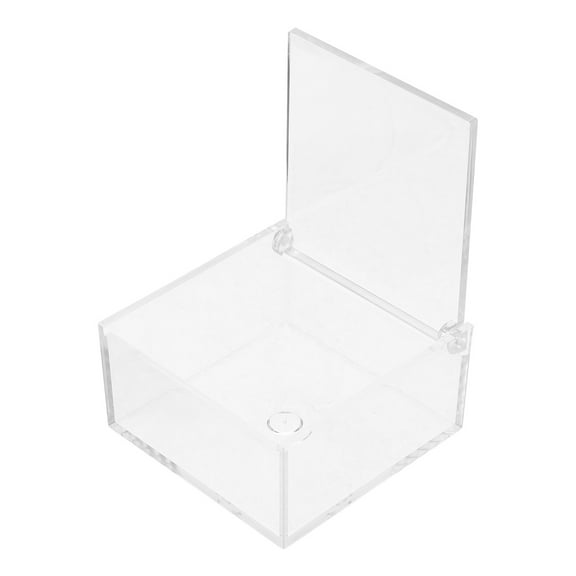 HEMOTON Acrylic Display Box with Lid Clear Cube Storage Case for Jewelry Craft Supplies Desk Organization Transparent Plastic Box for Home and Office