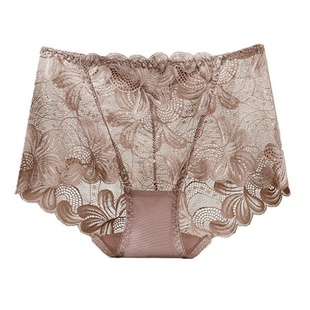 4 Packs Women s Underwear High Waisted Lace Comfortable Breathable Briefs Panties for Women XXL Khaki