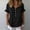 Black, variant on ClodeEU Women's Linen Blend V Neck Short Sleeve Blouse,Casual Loose Fit Summer Shirt Army Green,Women's Plus L