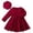Red, variant on Mercatoo Toddler Baby Girl Cotton Linen Dress Long Sleeve Crew Neck Button Down Dresses Girls Casual Ribbed Dress with Hat