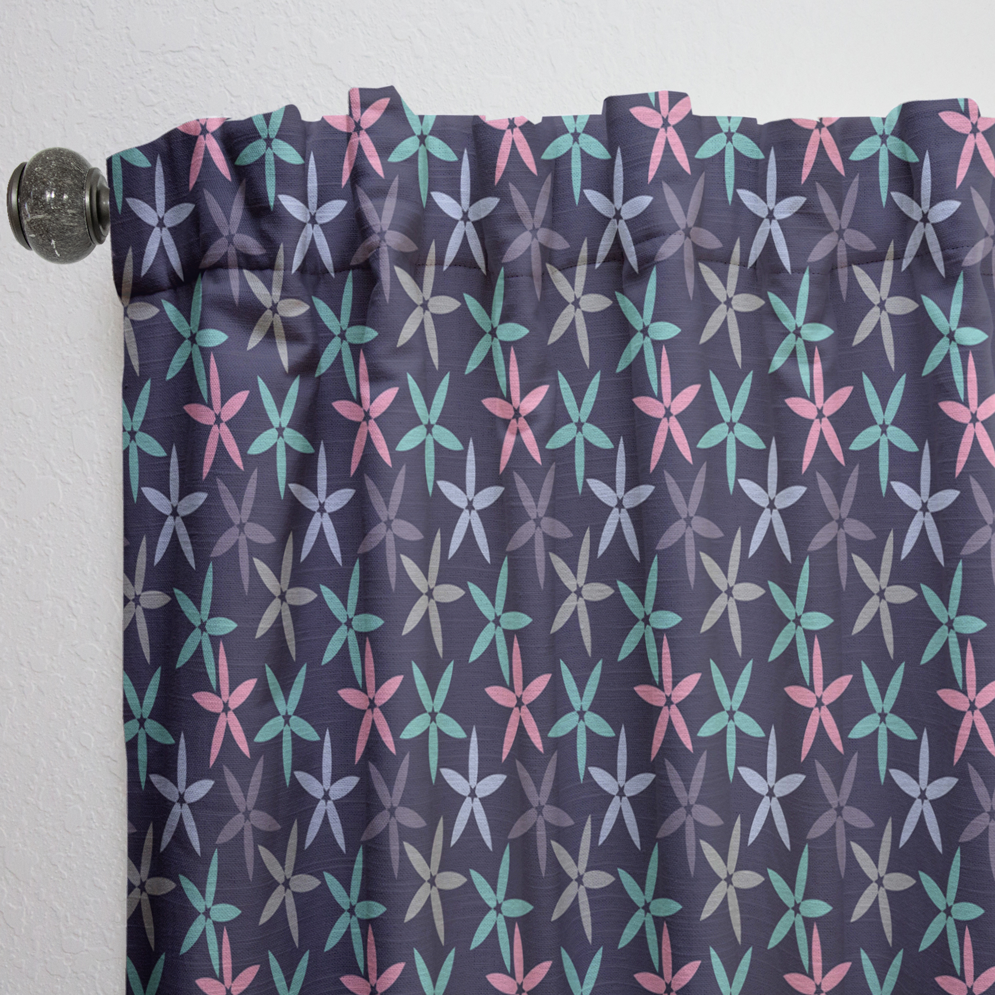 Designart 'Abstract Retro Flower Design V' Mid-Century Modern Curtain Panel