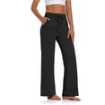 thumbnail image 2 of Pantalones de pierna ancha Bolsillos elásticos en la cintura con cordón Pantalones casuales sueltos para yoga Ejercicio físico Trotar Negro M, 2 of 5