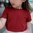 thumbnail image 1 of AherBiu Girls T Shirts Ruffle Short Sleeve Tops Cotton Soft Tee Tops Crewneck Casual Solid Color Tshirts 1-9 Years, 1 of 4