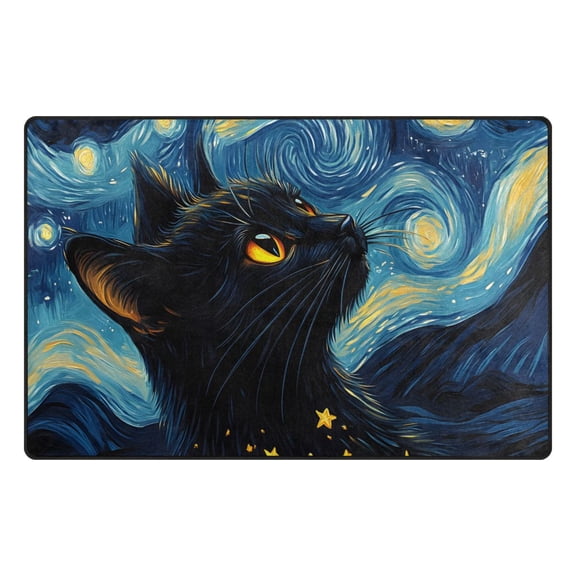 Black Cat Memory Foam Area Rug 31"x20" Non Slip, Absorbent, Fade Proof for Living Room, Bedroom, Office