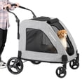 thumbnail image 2 of Gray Lightweight Folding Pet Stroller with Adjustable Handles, 2 of 8
