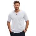 thumbnail image 2 of Yifymode Men’s Henley Shirt Casual Short Sleeve T-Shirt for Summer Beach Vacation,Light Gray S, 2 of 4