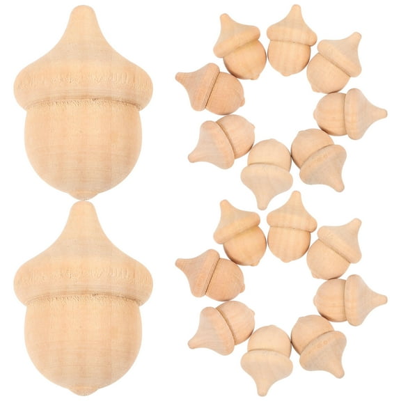 Kitandove 30Pcs Small Wooden Acorns Bulk for DIY Craft and Wedding Decorations