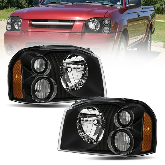 MOSTPLUS 2PCS Black Headlights Headlamps for 2001-2004 Nissan Frontier SC XE New LH & RH