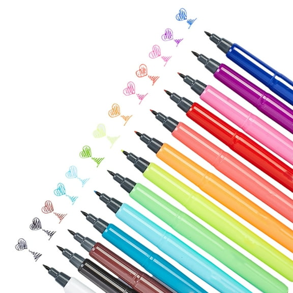 12 Pcs/Set Marker Pen 0.4mm Felt Tip Pen Watercolor Pen Brush Pen for Drawing