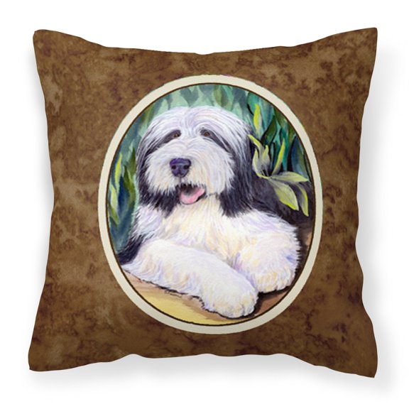 Carolines Treasures SS1038PW1414 Bearded Collie Fabric Decorative Pillow, 14Hx14W, multicolor