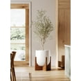 thumbnail image 6 of BEMAY 12" White Ceramic Planter with Wood Stand, Large Indoor Plant Pot and Flower Pot for Tall Plants and Houseplants, Mid Century Modern Decor, 6 of 10