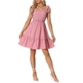 thumbnail image 2 of INSPIRE CHIC Women's Dress Smocked Waist Tie Strap Sleeveless A-Line Sundress XS Pink, 2 of 5