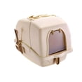 thumbnail image 4 of Enclosed Cat Litter Box Covered Cat Toilet Provides Privacy Hollow Pedal with Front Door Flap Leakproof Portable Kitten Potty , khaki, 4 of 9