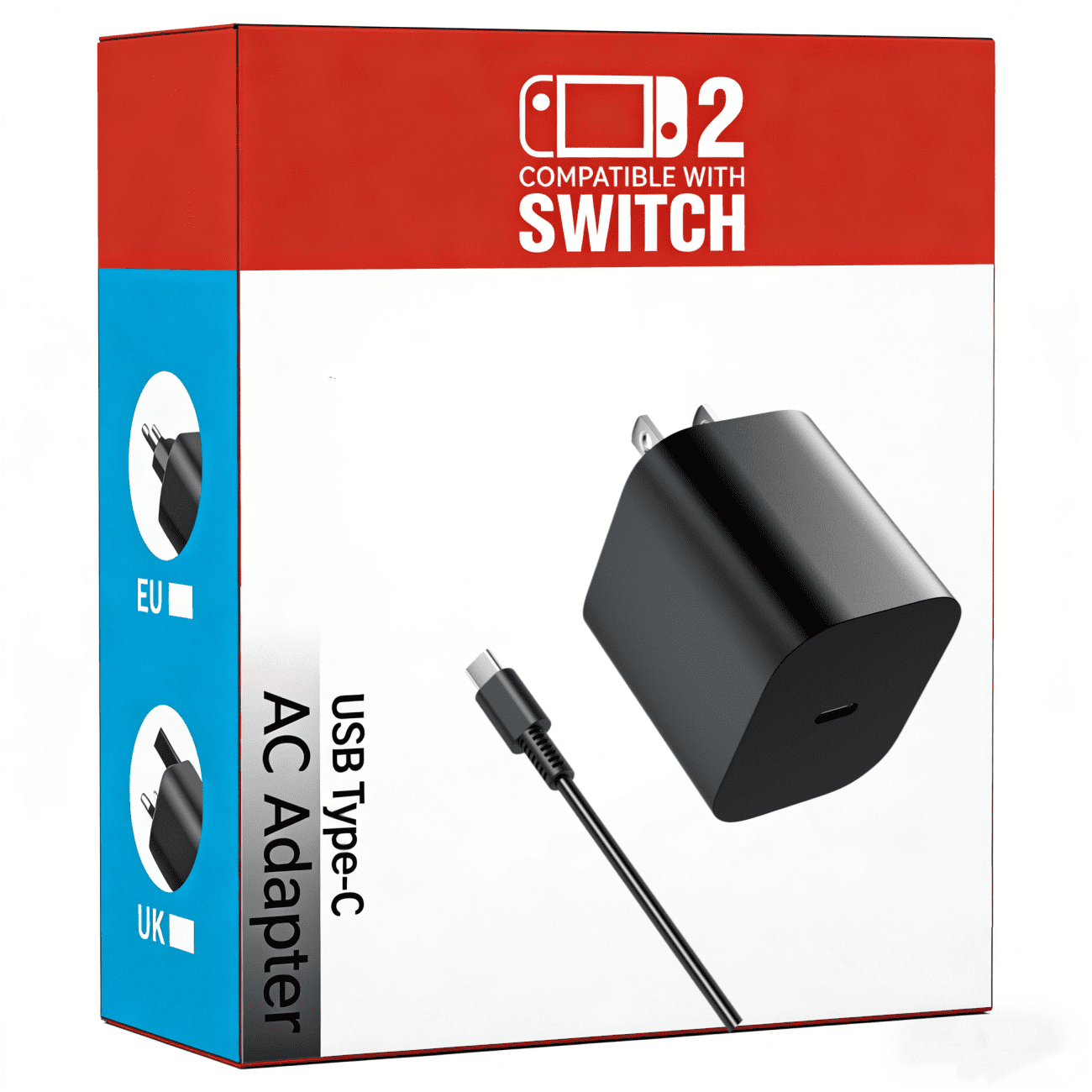 Switch 2 Charger 60w AC Power Adapter for Nintendo 2/1 with 6FT/1.8M Official Length, Support 4K TV Dock, PD 3.0 Fast Charging Supply 20V/3A for Switch Chargers [Replacement for OEM Switch2 Charger]