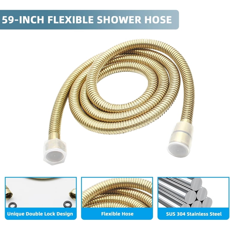 Solid Brass Handheld Shower Head Set – Polished Chrome, 60 Silicone Jets, 59" Stainless Hose & Adjustable Wall Holder