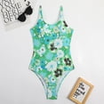 thumbnail image 6 of HOMBOM One Piece Swimsuit Women Tummy Control One-pieces Floral Print Bikini Green Backless Swimsuits for Women One Piece M, 6 of 7