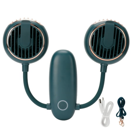 

2024 DualHead USB Fan 360° Rotating Portable NeckHanging Electric Fan for Outdoor TravelGreen