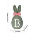 thumbnail image 3 of AURIGATE Easter Green Woven Texture Bunny Figurine 3.14×6.49in, Resin Rabbit Statue with Pink Bow & Letter B for Spring Easter Tabletop Tiered Tray Home Farmhouse Decor, 3 of 9