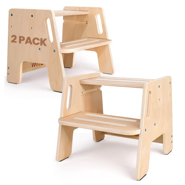 Taburete Woodure para niños pequeños, regulable en altura, 2 unidades