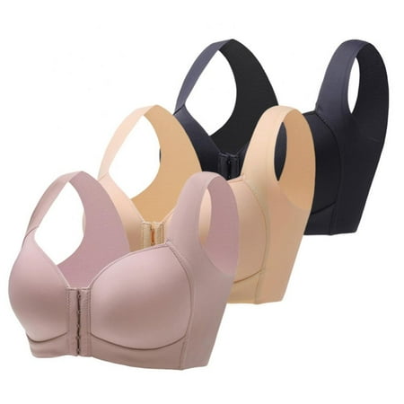 

3pcs Front Buckle Bra Women Seamless Bra Wild Wire Free Bra Back Smoothy Bra Push Up Tank Bra U-shape Vest Type Bra 3/4 Cup Bra Thin Mold Cup Bra