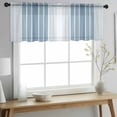 thumbnail image 2 of Blue Ombre Stripe Valance Curtains for Kitchen/Living Room/Bathroom/Bedroom Window, Rod Pocket Small Topper Half Short Window Curtains Voile Sheer Scarf, Farmhouse Simple Striped 42"x12", 2 of 8