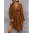 thumbnail image 2 of Women's V-Neck Long Sleeve Wrap Waist A-Line Mini Dress, 2 of 5