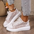 thumbnail image 7 of Womens Lace Sneakers Fashion Mesh Low Cut Canvas Shoes Lace Crochet Lace Up Walking Running Tennis Shoes Lightweight Breathable Flat Wedding Shoes Bridal Sneakers, 37, 7 of 7
