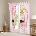 thumbnail image 3 of jejeloiu Cartoon Bear Blackout Curtain Set of 2,Phonograph Pink Tulip Bowknot,42x84 Inch, 3 of 6