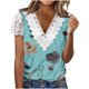 thumbnail image 2 of ICHUANYI Clearance Women Fashion Summer Sexy Fold Printed Regular Women Short Sleeves V Neck Button Top(Blue, M) ICHUANYI WER2023081008513, 2 of 5
