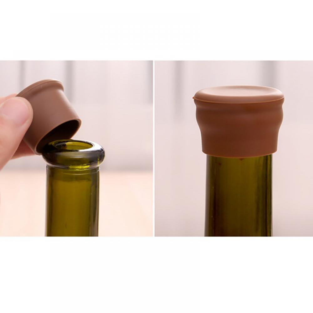 QELEG 5 Pieces Bottle Caps-Reusable and Unbreakable Sealer Covers-Silicone Stoppers to Keep Wine or Beer Fresh 