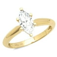 thumbnail image 5 of 1.5 ct Marquise Cut Genuine Cultured Diamond SI1-SI2 G-H 14KYellow Gold Solitaire Promise Wedding Statement Engagement Designer Ring size 10.5, 5 of 7