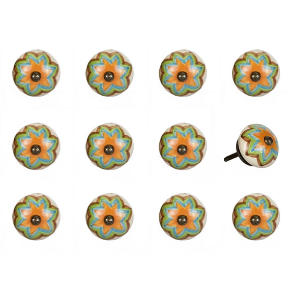 1.5" x 1.5" x 1.5" Ceramic Metal Multicolor 12 Pack Knob
