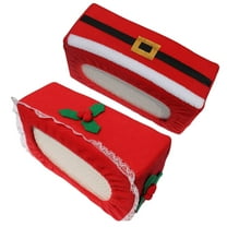 Homoyoyo 2-Pack Red Christmas Tissue Box Covers Decorative Fabric Cases for Holiday Party and Home Decoration