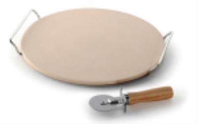 13" Pizza Stone With Serving Rack & Cutter Produce Brick Oven Style Re by