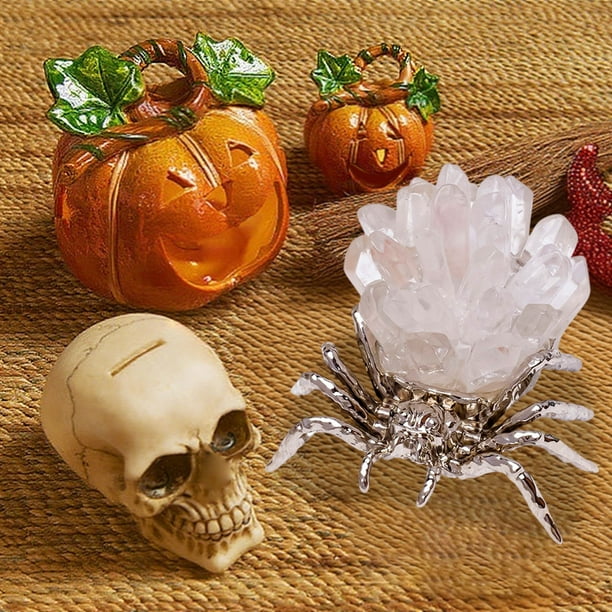 Hogar y cocina, Decoración del hogar, Decoración navideña, Cristal natural, amatista, grava, cristal blanco, decoración de escritorio, regalo de Halloween, araña de cristal único de plástico