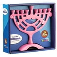 thumbnail image 2 of Ner Mitzvah, 6" Standard Size, Colored Rounded Hannukah Candle Menorah - Pink Color, 2 of 4