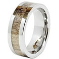 thumbnail image 2 of 100S JEWELRY Mens Tungsten Ring Deer Antler Inlaid Wedding Band Hammer Flat Band Size 8-16, 2 of 4
