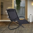thumbnail image 2 of Outsunny Outdoor Rocking Lounge Chair, Foldable Zero Gravity Rocking Chair, Orbital Outdoor Patio Chaise Lounge Rocker with Mesh Seat and Pillow, Black, 2 of 10